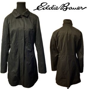 Eddie Bauer WeatherEdge 365 Lightweight Packable Black Buttoned Trench Rain Coat
